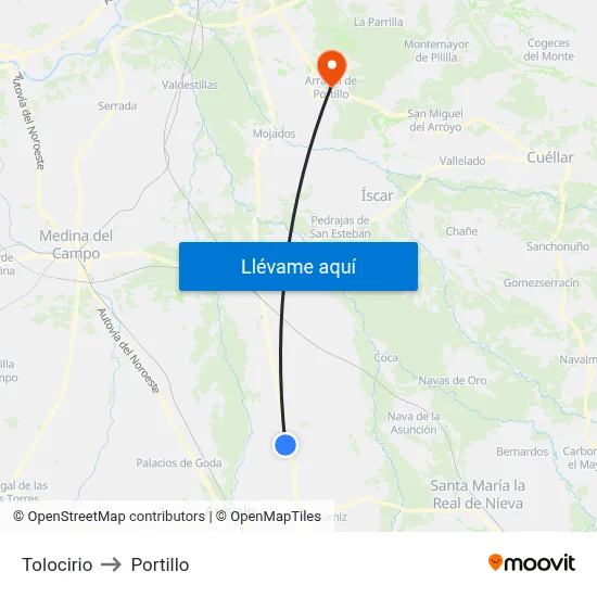 Tolocirio to Portillo map
