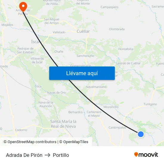 Adrada De Pirón to Portillo map