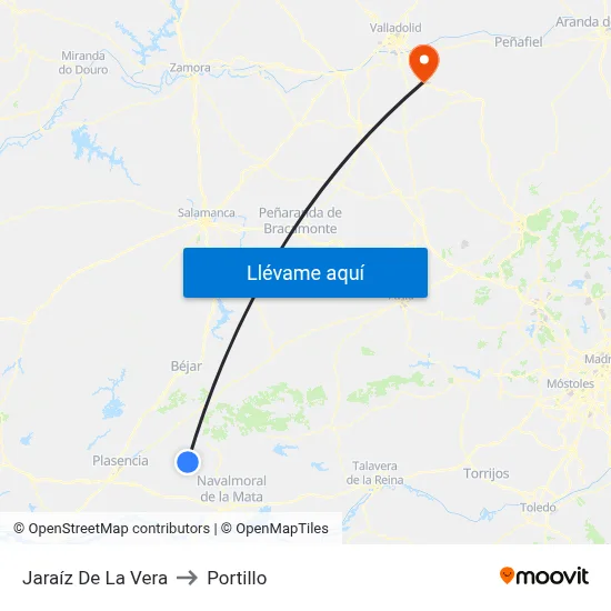 Jaraíz De La Vera to Portillo map