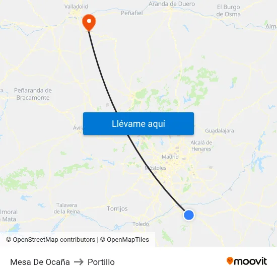 Mesa De Ocaña to Portillo map