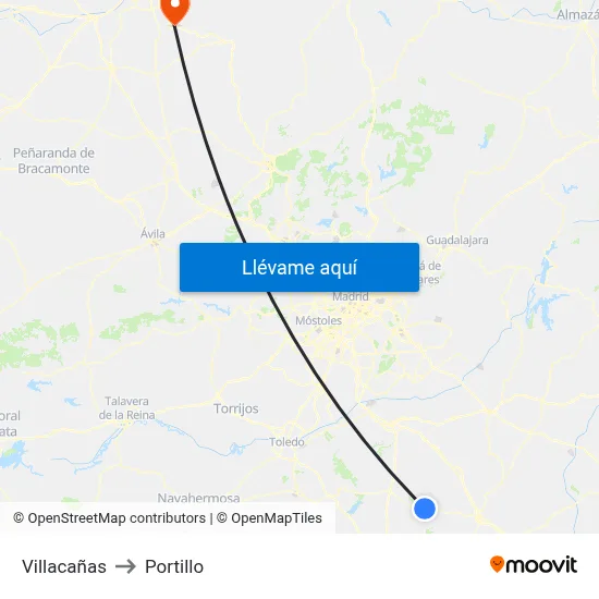 Villacañas to Portillo map