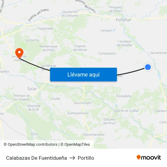 Calabazas De Fuentidueña to Portillo map