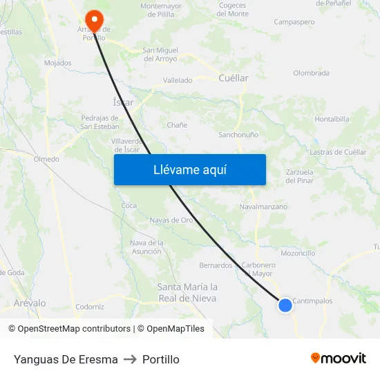 Yanguas De Eresma to Portillo map