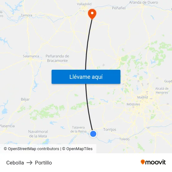 Cebolla to Portillo map