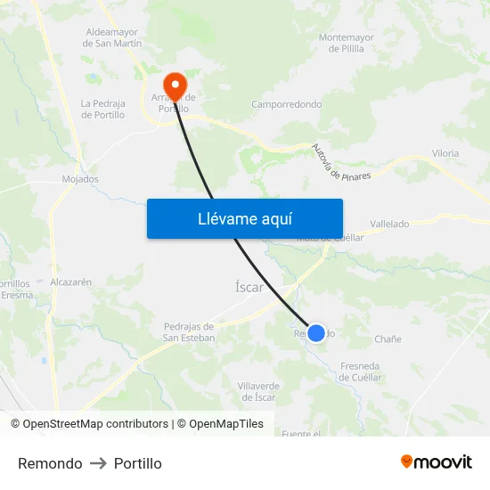 Remondo to Portillo map