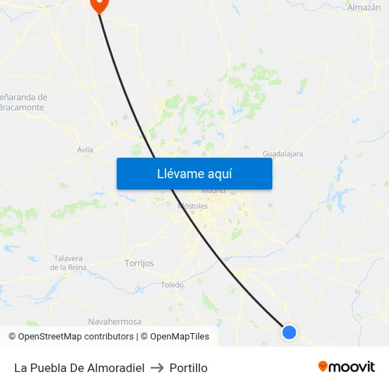 La Puebla De Almoradiel to Portillo map