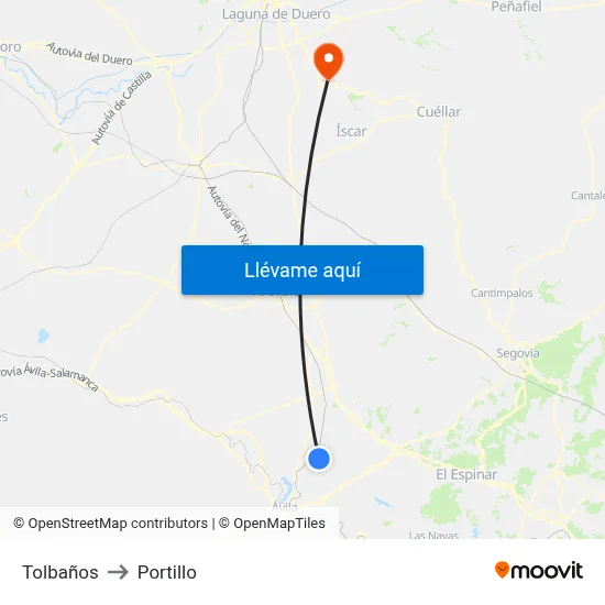 Tolbaños to Portillo map