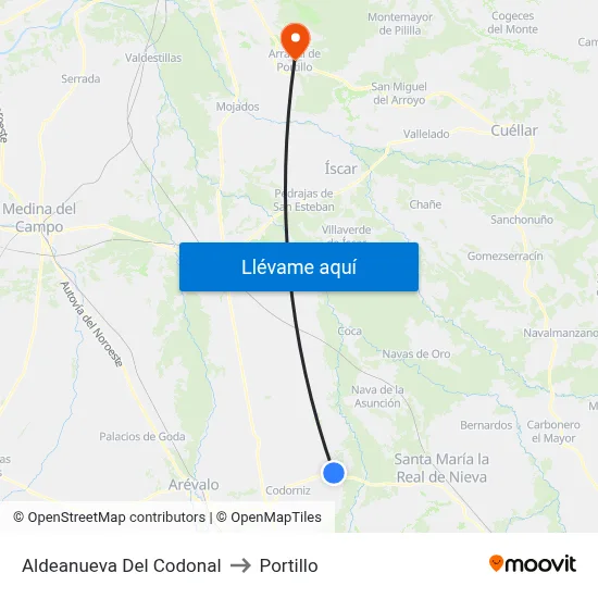 Aldeanueva Del Codonal to Portillo map