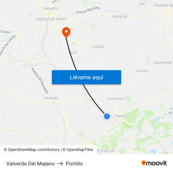 Valverde Del Majano to Portillo map