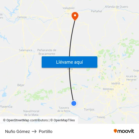Nuño Gómez to Portillo map