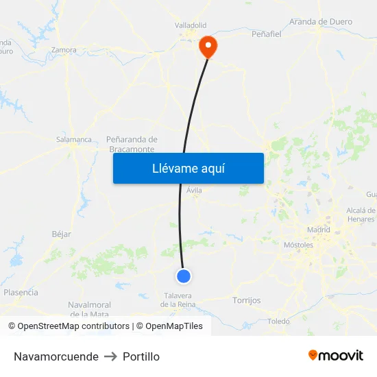 Navamorcuende to Portillo map