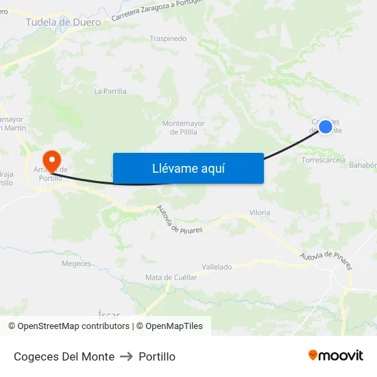 Cogeces Del Monte to Portillo map