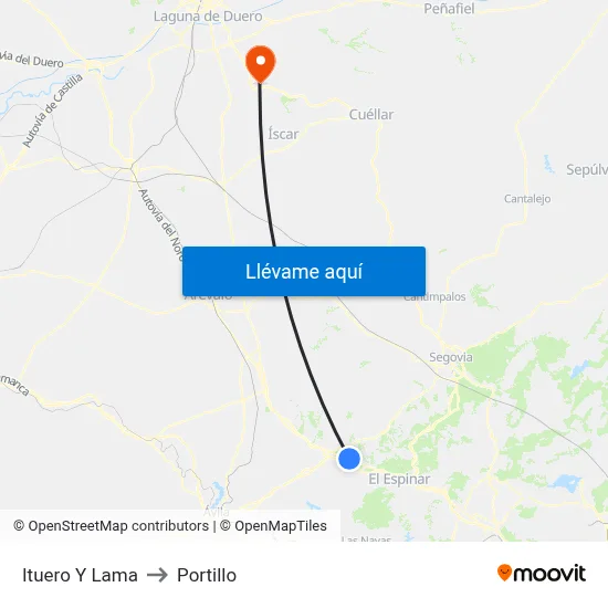 Ituero Y Lama to Portillo map