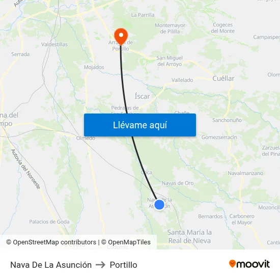 Nava De La Asunción to Portillo map