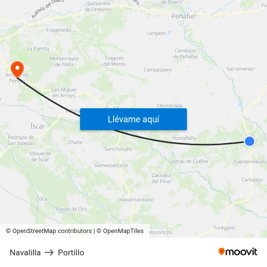 Navalilla to Portillo map