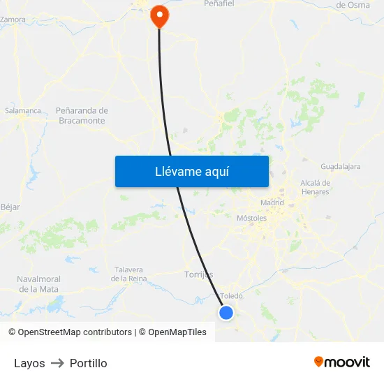 Layos to Portillo map