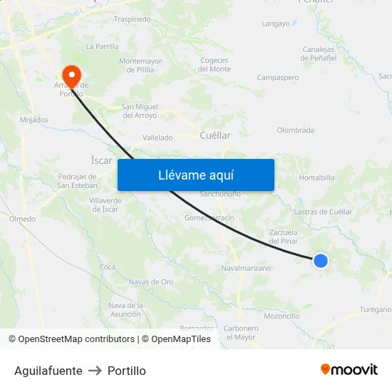 Aguilafuente to Portillo map