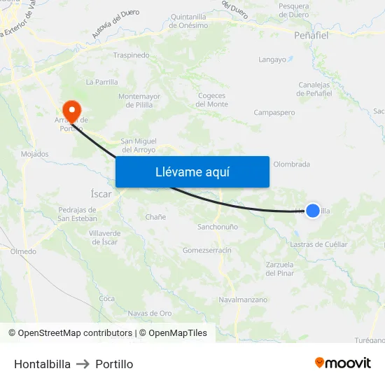 Hontalbilla to Portillo map