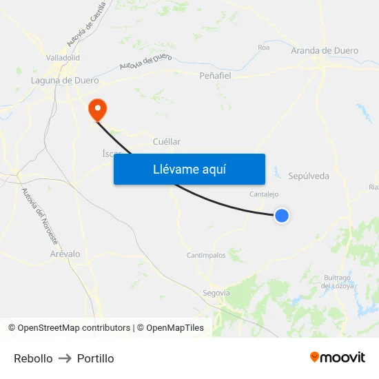 Rebollo to Portillo map