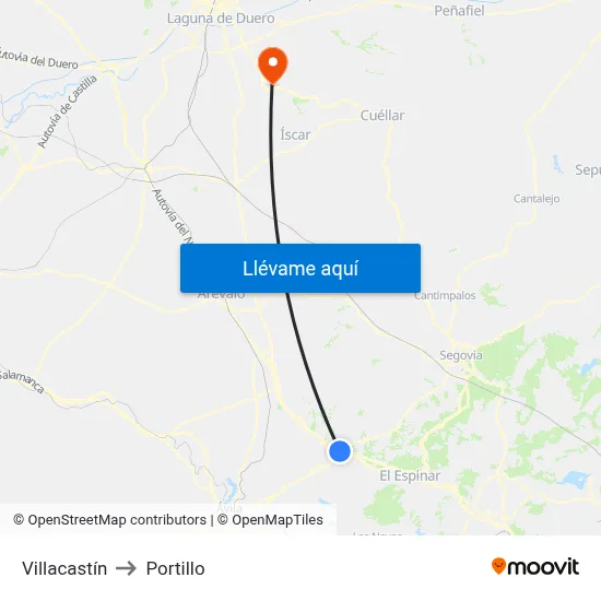 Villacastín to Portillo map