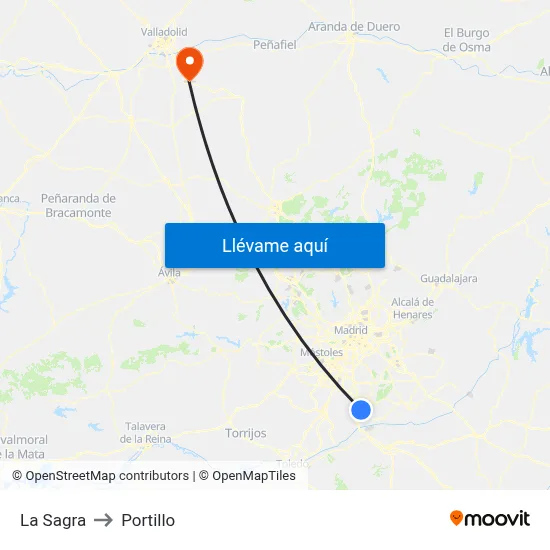 La Sagra to Portillo map
