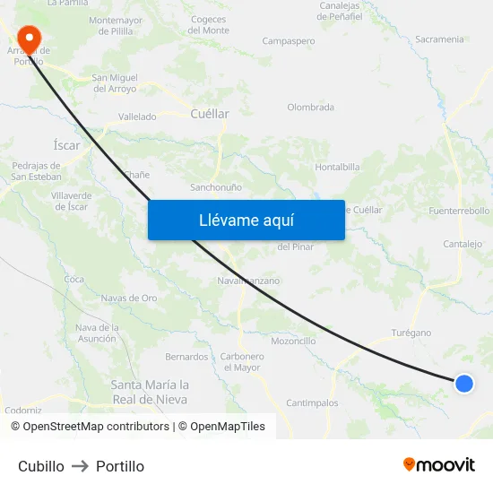 Cubillo to Portillo map
