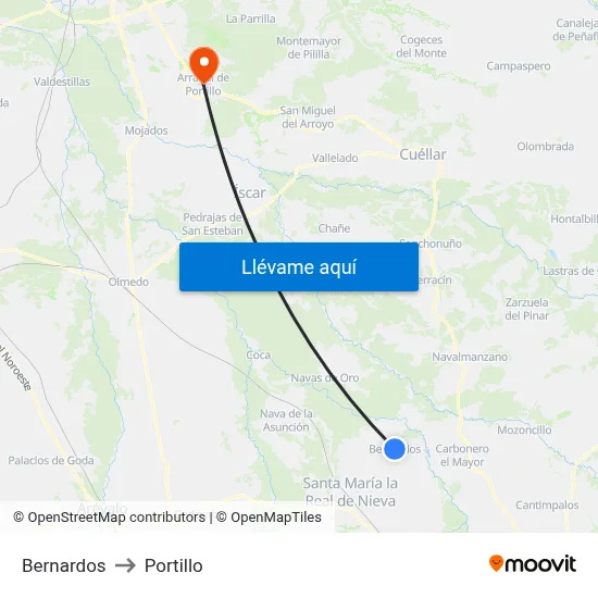 Bernardos to Portillo map