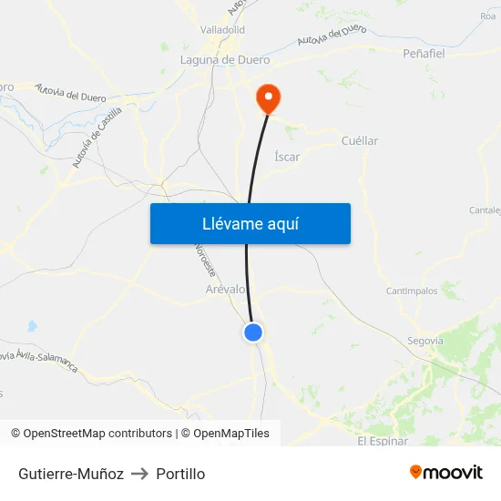 Gutierre-Muñoz to Portillo map