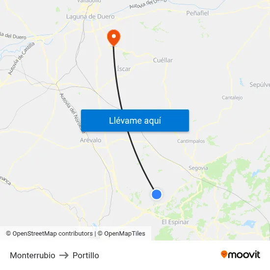 Monterrubio to Portillo map