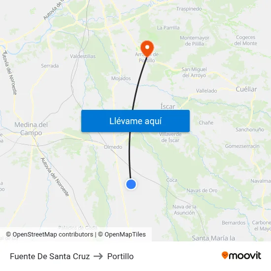 Fuente De Santa Cruz to Portillo map