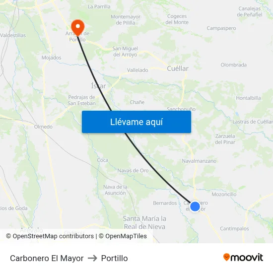 Carbonero El Mayor to Portillo map