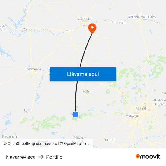 Navarrevisca to Portillo map