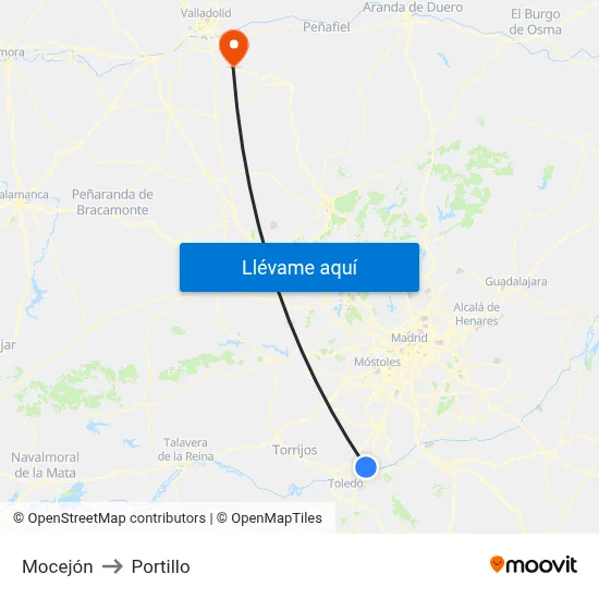 Mocejón to Portillo map