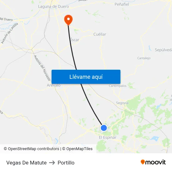 Vegas De Matute to Portillo map