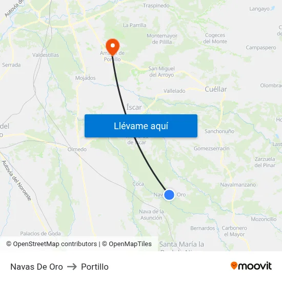 Navas De Oro to Portillo map