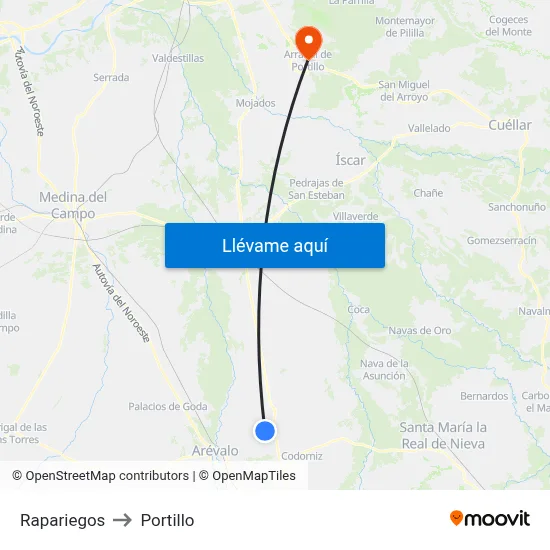 Rapariegos to Portillo map
