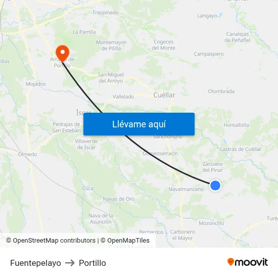 Fuentepelayo to Portillo map