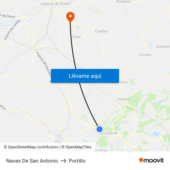 Navas De San Antonio to Portillo map