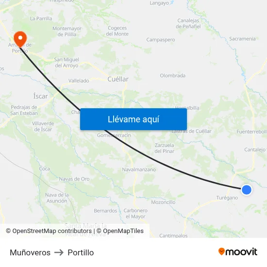 Muñoveros to Portillo map