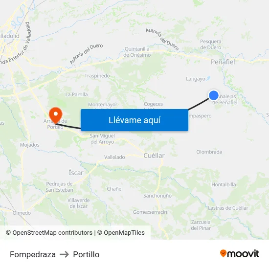 Fompedraza to Portillo map