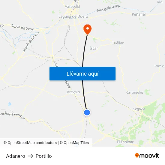 Adanero to Portillo map