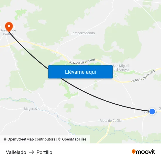 Vallelado to Portillo map