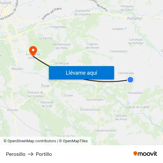 Perosillo to Portillo map