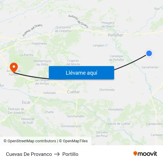 Cuevas De Provanco to Portillo map