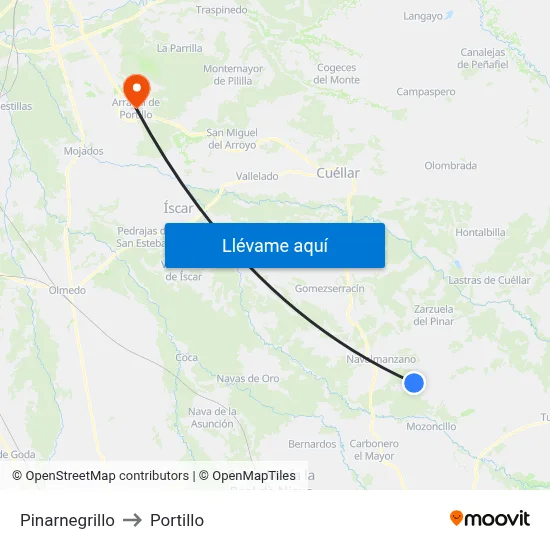 Pinarnegrillo to Portillo map