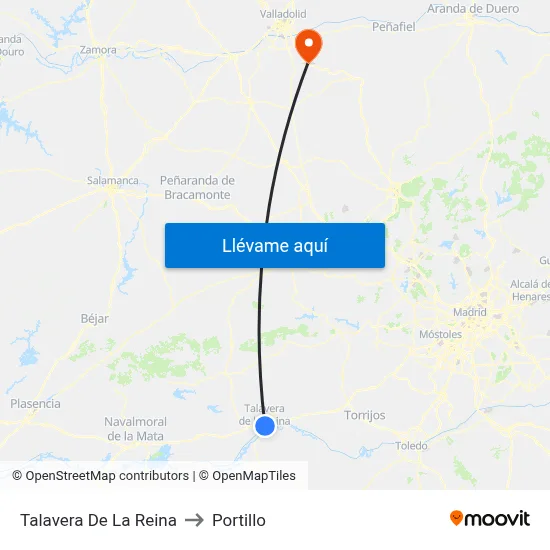 Talavera De La Reina to Portillo map