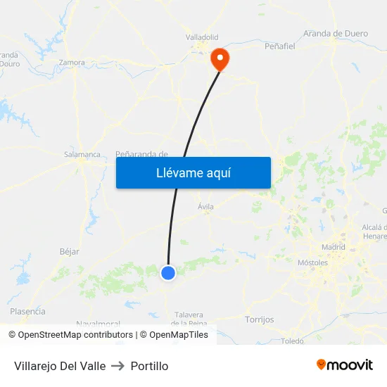 Villarejo Del Valle to Portillo map