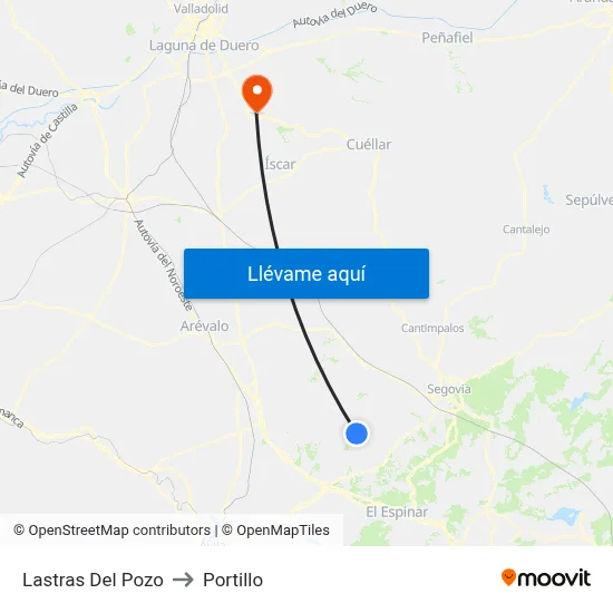 Lastras Del Pozo to Portillo map