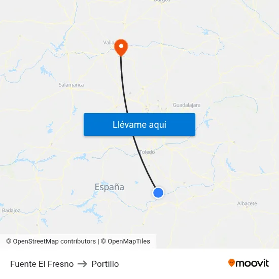 Fuente El Fresno to Portillo map
