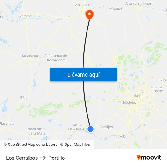 Los Cerralbos to Portillo map